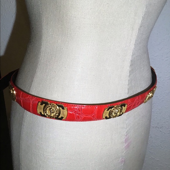 Red leather genuine leather belt size large - Picture 4 of 11
